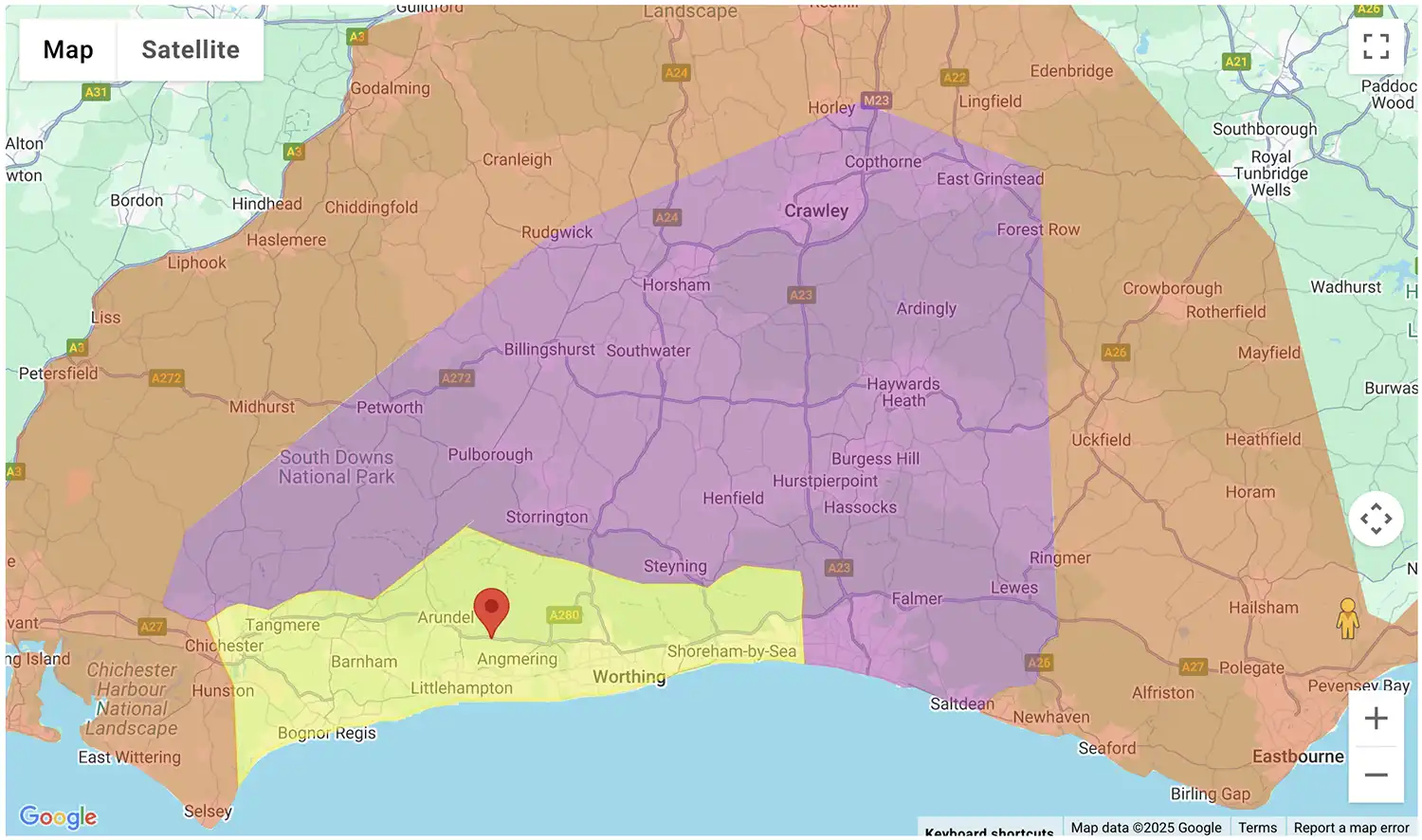 Gas Bottles Dorking delivery zone map - click to see on BBQ Gas Bottles